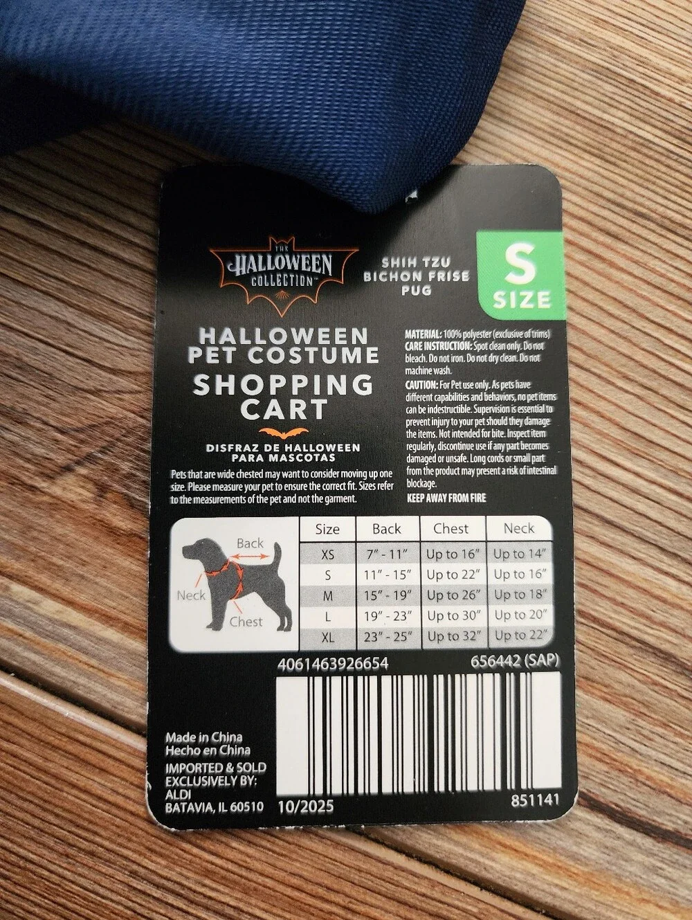 Aldi Shopping Cart Pet Costume Size S